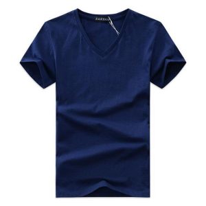 Men V Neck Cotton Short Sleeve T-Shirts