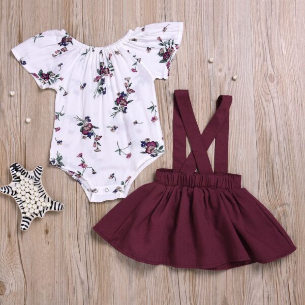 Girls Floral Romper suspender skirt - Image 3