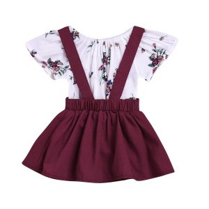 Girls Floral Romper suspender skirt
