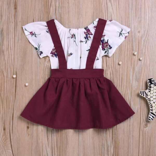 Girls Floral Romper suspender skirt - Image 4