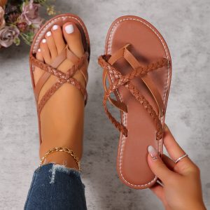Cross-woven Design Thong Sandals