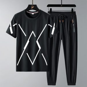 Summer Ice Silk Short Sleeve Casual Sports Suit