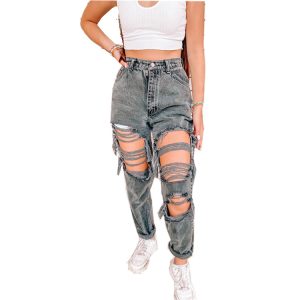 Women's jeans ripped holes