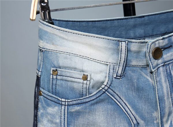 European And American Stitching Color-blocking Stretch-footed Men's Jeans - Image 3