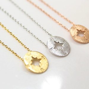 Round Disc Pendant Women Compass Necklace