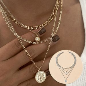 Gold Chunky Charm Necklace For Women