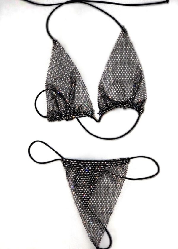 Beach Rhinestone Mesh Bikini Set - Image 4