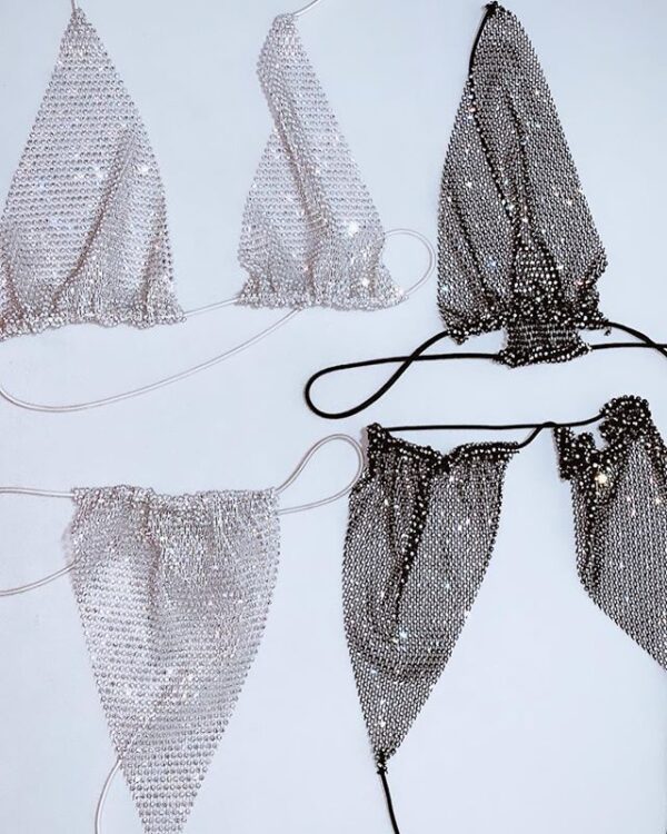 Beach Rhinestone Mesh Bikini Set - Image 2