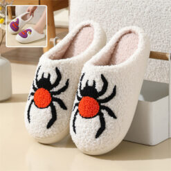 Halloween Spider Witch Hat Slippers - Non-Slip Indoor Floor Bedroom Slippers for Women & Men, Warm Winter House Shoes
