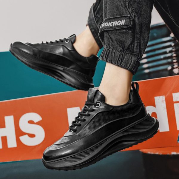 Men's Thick Soled Sports Shoes - Casual Breathable Sneakers, Lace-Up Dad Shoes for Everyday Wear - Image 5