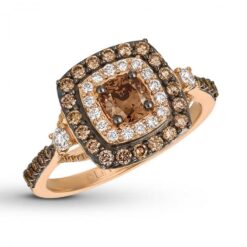 7-8 Carat TW Chocolate Diamond Ring in 14K Strawberry Gold