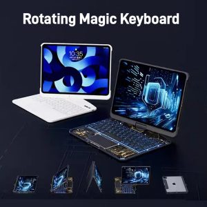 360° Swivel Bluetooth Keyboard Case for iPad with Smart Trackpad & Pen Slot - Clear