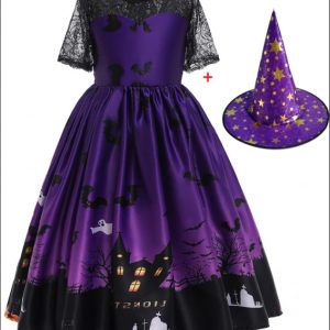 Halloween Princess Dress - Halloween Printed Mesh Costume for Women & Girls, Spooky Royal Fancy Dress