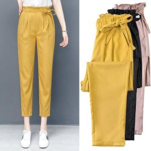Women's Slim Fit Cropped Tapered Harem Pants - Comfortable Casual Joggers