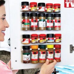 Adjustable Clip-N-Store Spice Rack Storage Organizer for Kitchen Supplies Gadget Bottle Racks and Pantry Organization