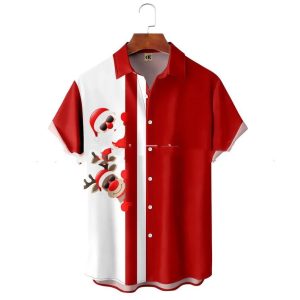 Men's Lapel Holiday Printed Short-Sleeved Shirt - Casual Summer Fashion