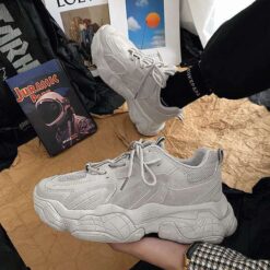 All-Match Black Platform Running Sneakers - Unisex Comfortable Athletic Shoes