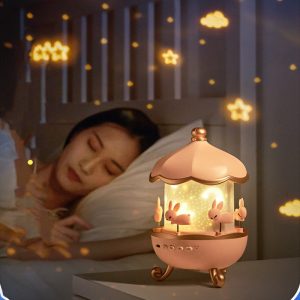 Colorful Spinning Rabbit Night Light Projector - Kids' Sleep Companion