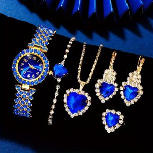 Diamond Watch Ornament Suit Heart-Like Necklace Ornament Gift for Her Birthday Anniversary Wedding Party