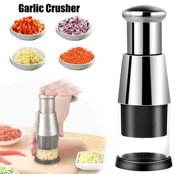 Manual Garlic Crusher, Onion Chopper, and Vegetable Chopper - 3-in-1 Kitchen Gadget
