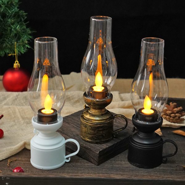 Retro LED Kerosene Lamp - Electronic Candle Light with Flickering Effect