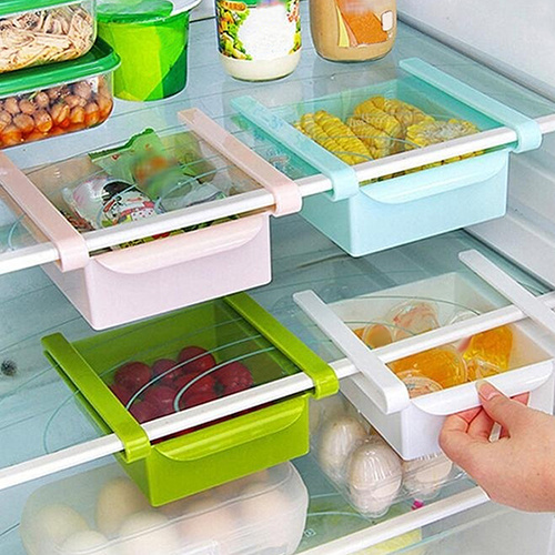 Hanging Plastic Refrigerator Clapboard Storage Rack - Kitchen Supplies Organizer