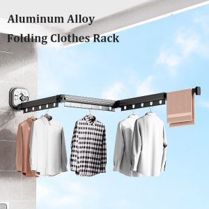 Retractable Suction Cup Folding Clothes Hanger - Indoor/Outdoor Aluminum Drying Rack for Balcony, Home, and Laundry Room
