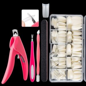 500 Pcs French Nail Tips, Pre-Glued Nail Art Extensions
