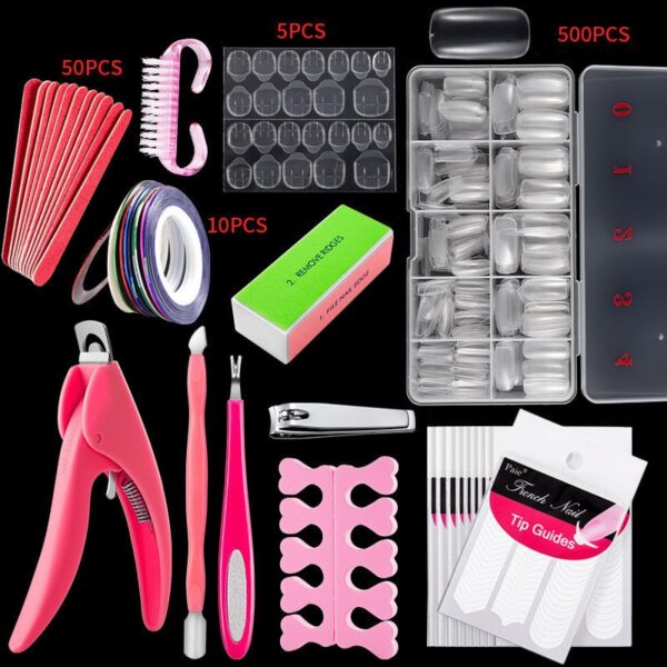 500 Pcs French Nail Tips, Pre-Glued Nail Art Extensions - Image 3