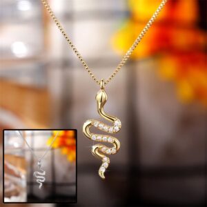 Fashion Snake Pendant Necklace for Women - Dazzling Zirconia Party Accessories
