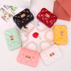 Candy-Colored Mini Shoulder Bags with Pearls for Women