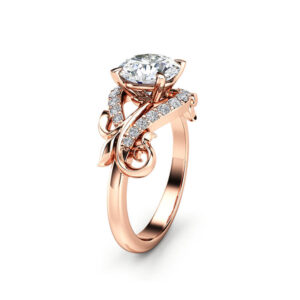 Beautiful Flower Design Bridal Jewelry - Rose Gold Engagement Ring for Women