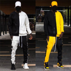 Contrasting Color Matching Sports Sweatshirt and Sweatpants Set