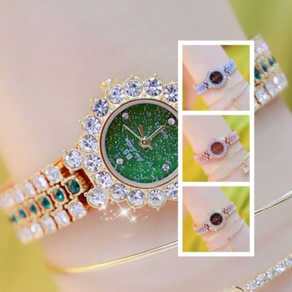 Multicolor Temperament Women's Fashion Quartz Watch - Luxury Stainless Steel Analog Wristwatch with Dress Bracelet Set - Image 4
