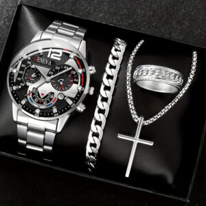 Men's Temperament Business Watch with Cross Steel Belt