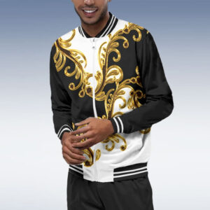 Men's Stand Collar Long Sleeve Two-Piece Set - Zipper Sports Suit