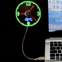 4-in-1 USB Mini Fan with Clock, Temperature, and LED Light