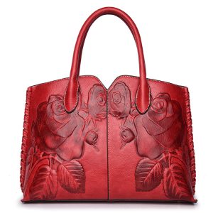 Peony Flower Handbag - Fashion Embossed Ladies' Handbag with Elegant Design