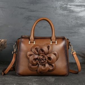 The New Square Bag Totem Leather Handbags - Casual Floral Retro Women's Handbag