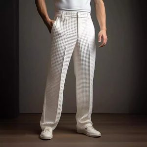 Men's Waffle Suit Pants Casual Business Straight Fit