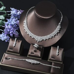 Elegant 4-Piece Jewelry Set - Necklace, Earrings, Rings, Bracelets