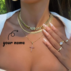 Creative Custom Letter English Name Necklace Stainless Steel Choker Necklace Personalized Cuban Chain Christmas Gifts
