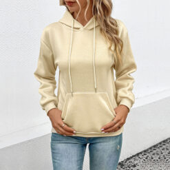 Cross-Border Long Sleeve Solid Color Hoodie - Casual Fashion