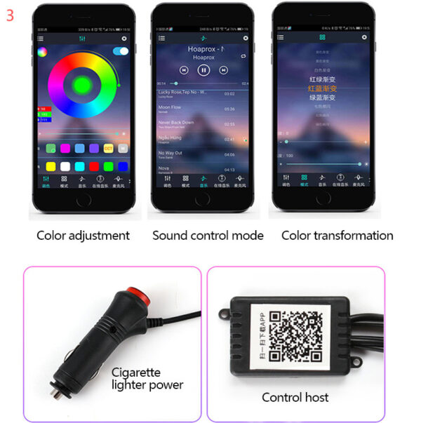 LumiFlex App-Controlled Fiber Optic Interior Car Ambient Lights - Image 7