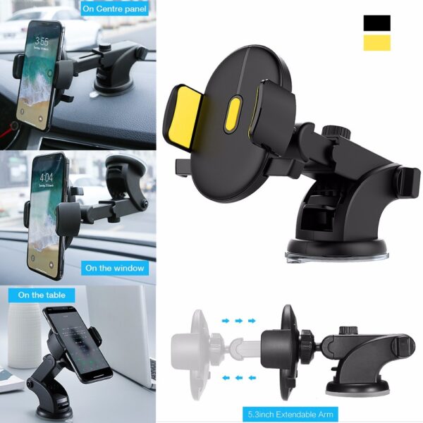 QuickGlide Telescopic Car Phone Holder – Long‑Arm Suction Mount