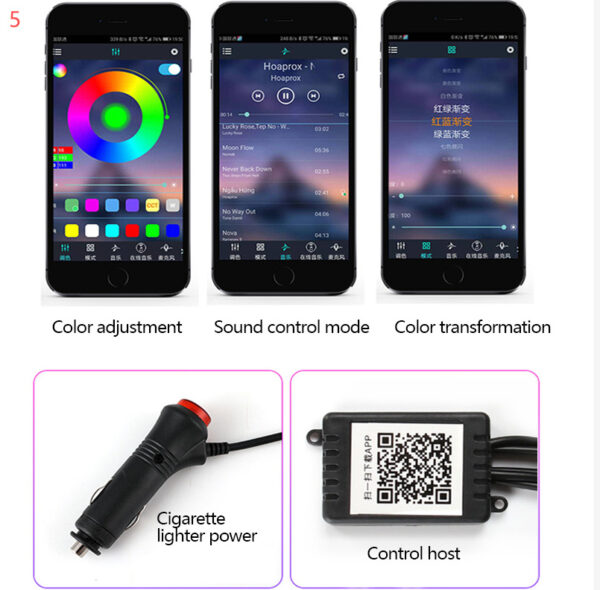 LumiFlex App-Controlled Fiber Optic Interior Car Ambient Lights - Image 9