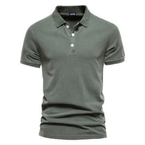 Lapel European & American Sports Men Twill Short Sleeve Shirt