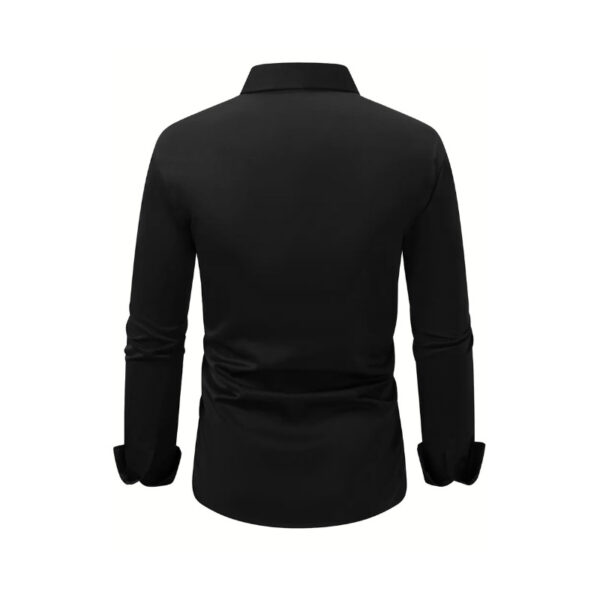 Men's Business Button Down Shirt - Summer Solid Color Long Sleeve Lapel Vacation Shirt - Image 8
