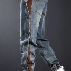 American Style Heavy Patchwork Overalls for Men - Rugged Fashion Statement
