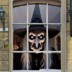 3D Halloween Window Cover - Spooky Witch Design